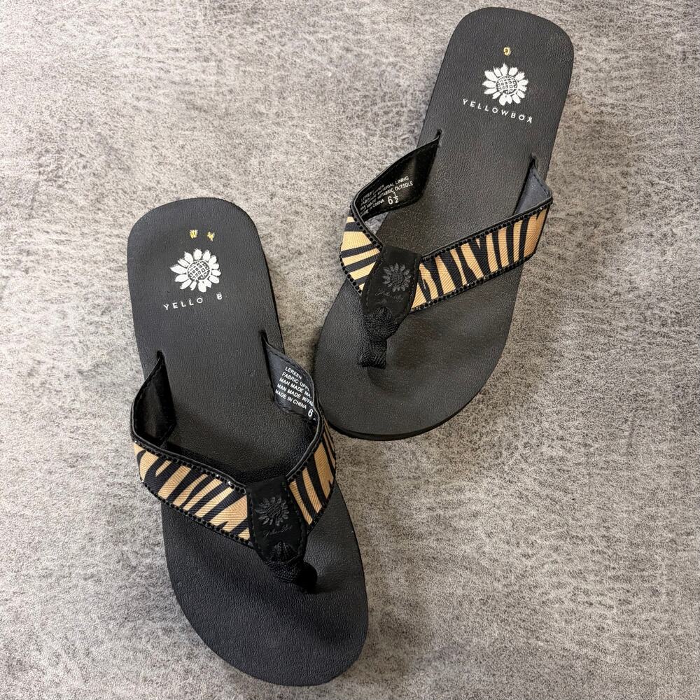 Black Zebra Embellished Platform Flip Flops